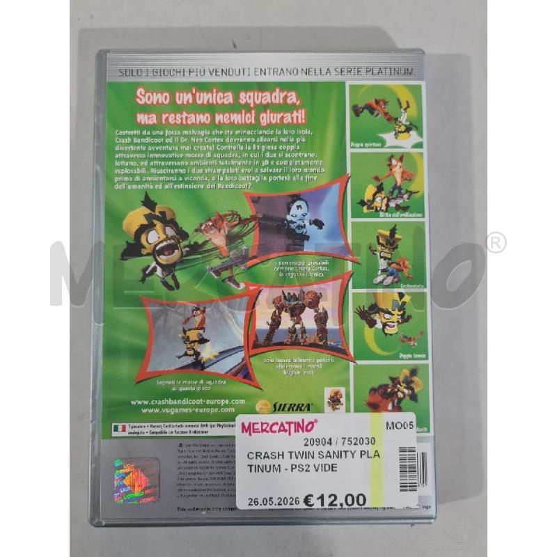 CRASH TWIN SANITY PLATINUM - PS2 VIDEO GIOCO  | Mercatino dell'Usato Modena 3