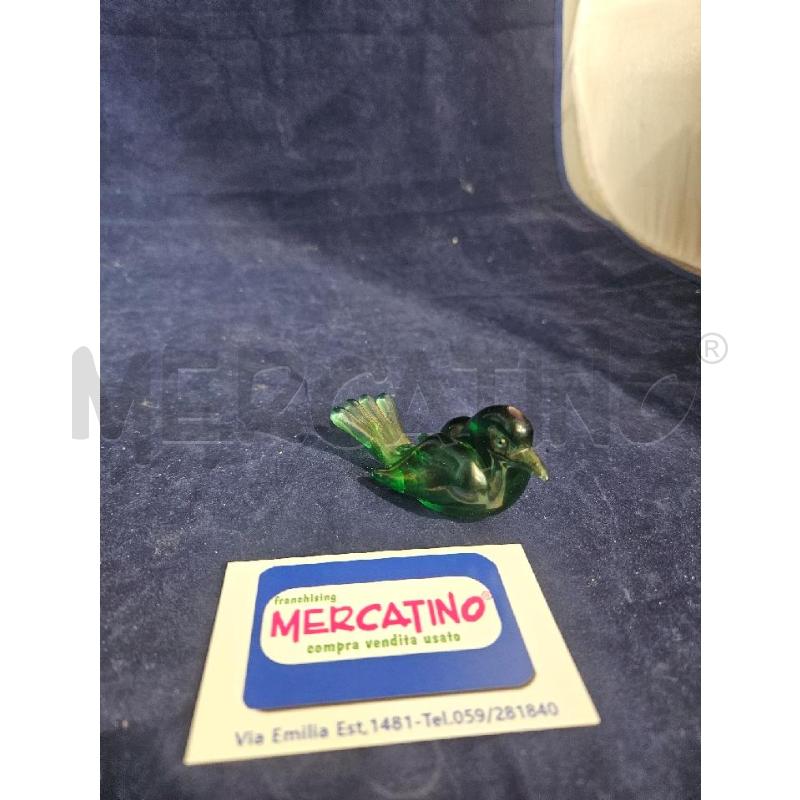 DECORAZIONE UCCELLINO MURANO IRIDESCENTE VERDE | Mercatino dell'Usato Modena 2