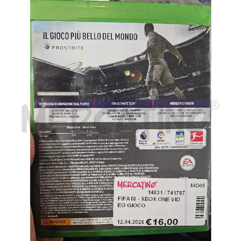 FIFA18 - XBOX ONE VIDEO GIOCO  | Mercatino dell'Usato Modena 2