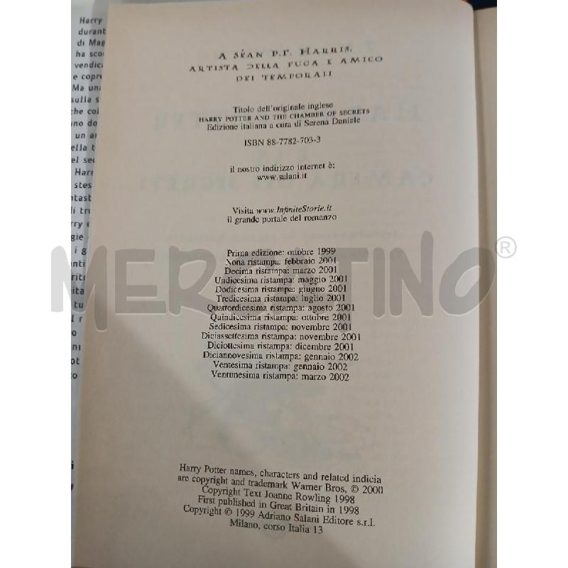 HARRY POTTER E LA CAMERA DEI SEGRETI MARZO 2002 | Mercatino dell'Usato Modena 2