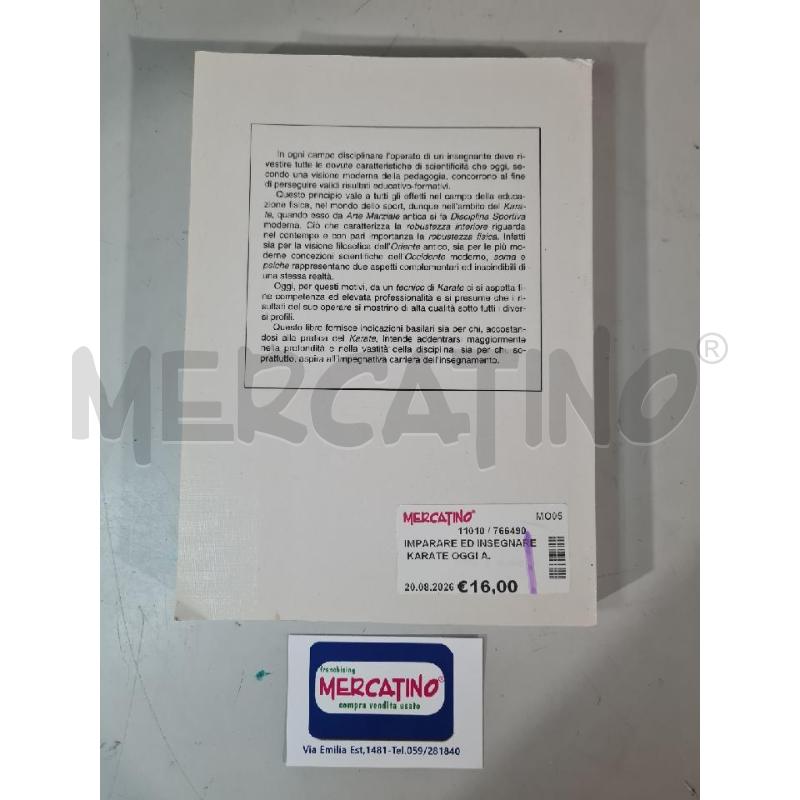 IMPARARE ED INSEGNARE KARATE OGGI A. NIGI - MANUALE | Mercatino dell'Usato Modena 2