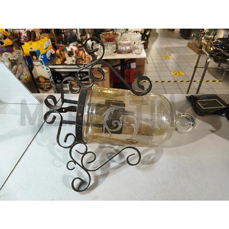 LAMPADARIO FERRO BATTUTO 40CM PARALUME VETRO INCOMPLETO | Mercatino dell'Usato Modena 1