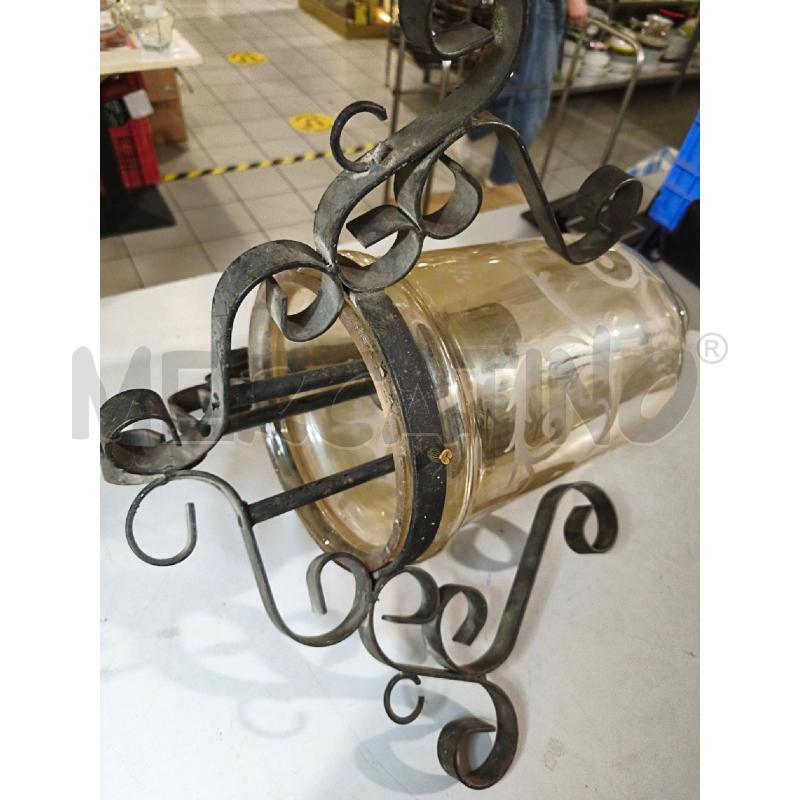 LAMPADARIO FERRO BATTUTO 40CM PARALUME VETRO INCOMPLETO | Mercatino dell'Usato Modena 3