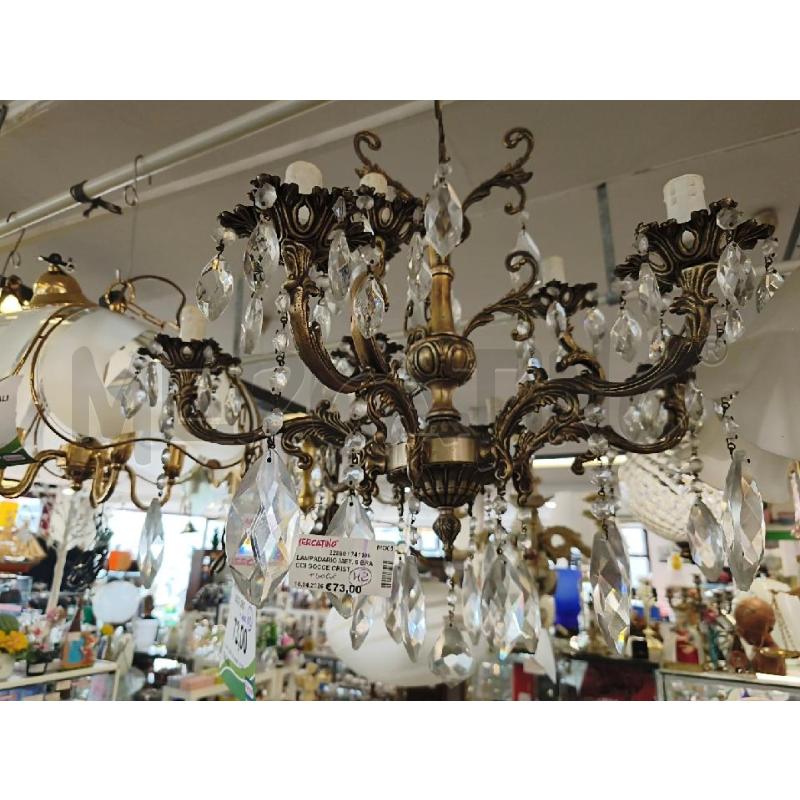 LAMPADARIO MET. 6 BRACCI GOCCE CRIST.  | Mercatino dell'Usato Modena 1