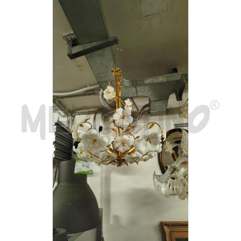 LAMPADARIO MURANO FIORI BIANCHI E OTT. | Mercatino dell'Usato Modena 1