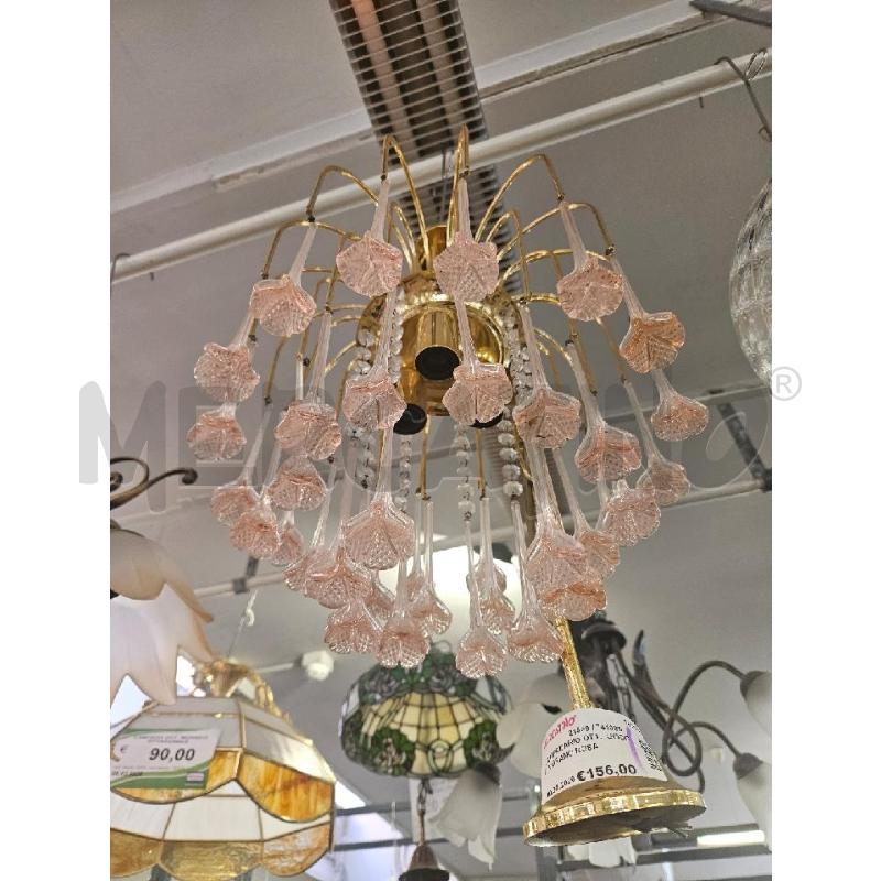 LAMPADARIO OTT.  GOCCE MURANO ROSA | Mercatino dell'Usato Modena 2
