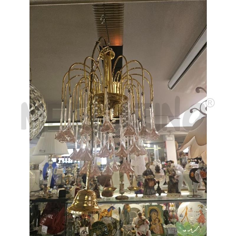 LAMPADARIO OTT.  GOCCE MURANO ROSA | Mercatino dell'Usato Modena 3