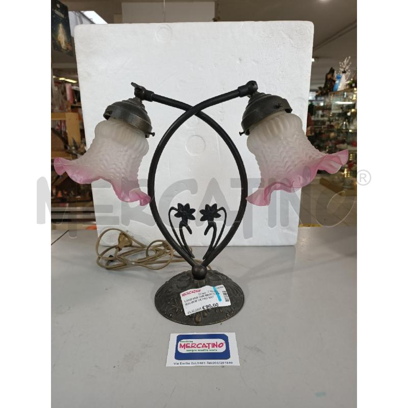 LAMPADA DUE BRACCI PARALUME VETRO SATINATO ROSA | Mercatino dell'Usato Modena 1
