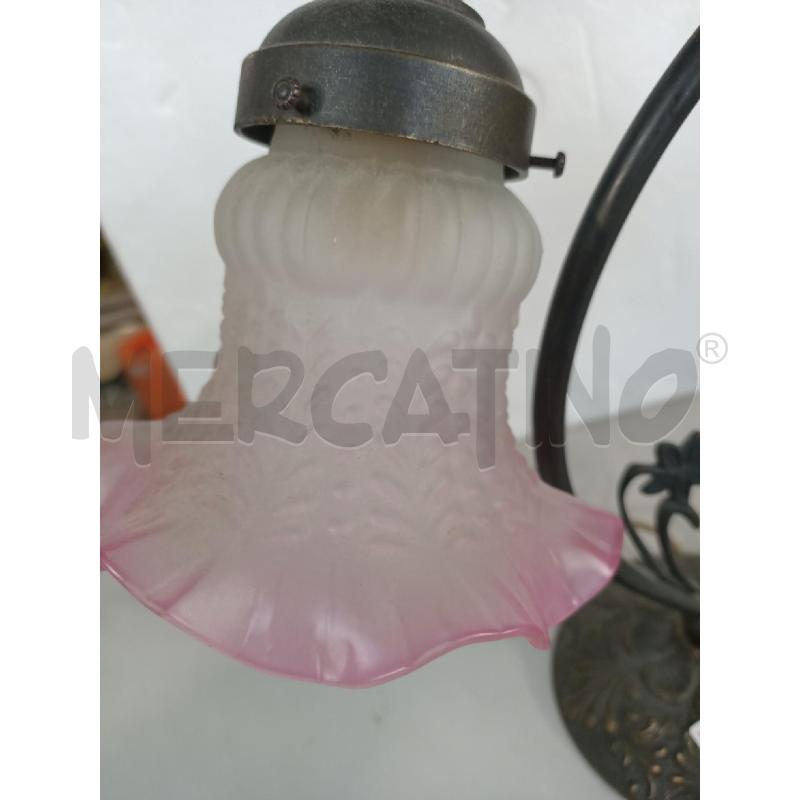 LAMPADA DUE BRACCI PARALUME VETRO SATINATO ROSA | Mercatino dell'Usato Modena 4