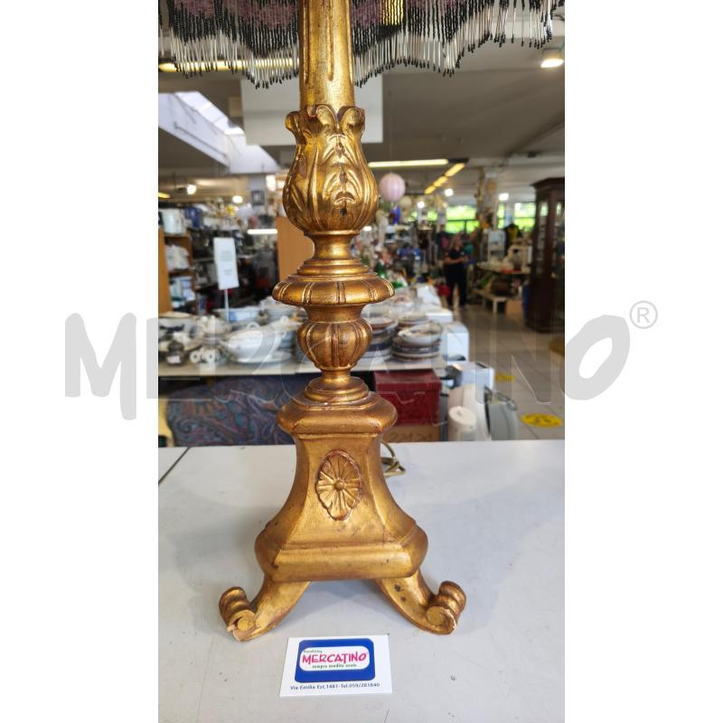 LAMPADA LEGNO TEPPIEDI DORATO PARALUME PERLINE DIFETTO ROTTURA 90CM | Mercatino dell'Usato Modena 2