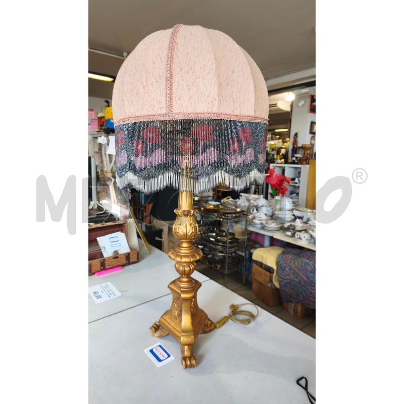 LAMPADA LEGNO TEPPIEDI DORATO PARALUME PERLINE DIFETTO ROTTURA 90CM | Mercatino dell'Usato Modena 5