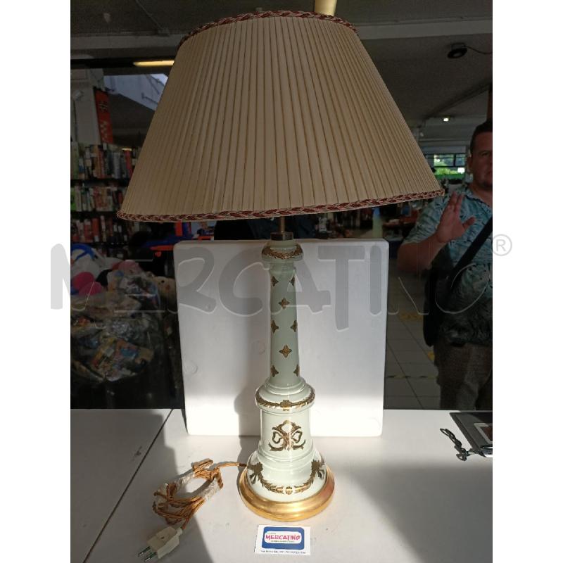 LAMPADA VETRO 80CM BASE LEGNO DORATO FESTONI DORATI | Mercatino dell'Usato Modena 1