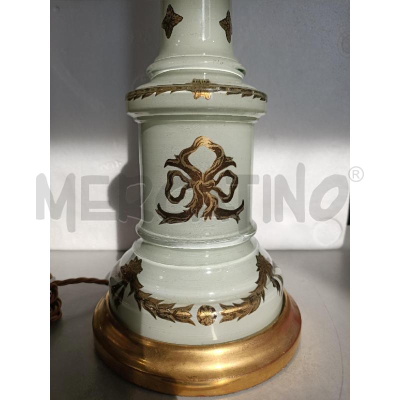 LAMPADA VETRO 80CM BASE LEGNO DORATO FESTONI DORATI | Mercatino dell'Usato Modena 2