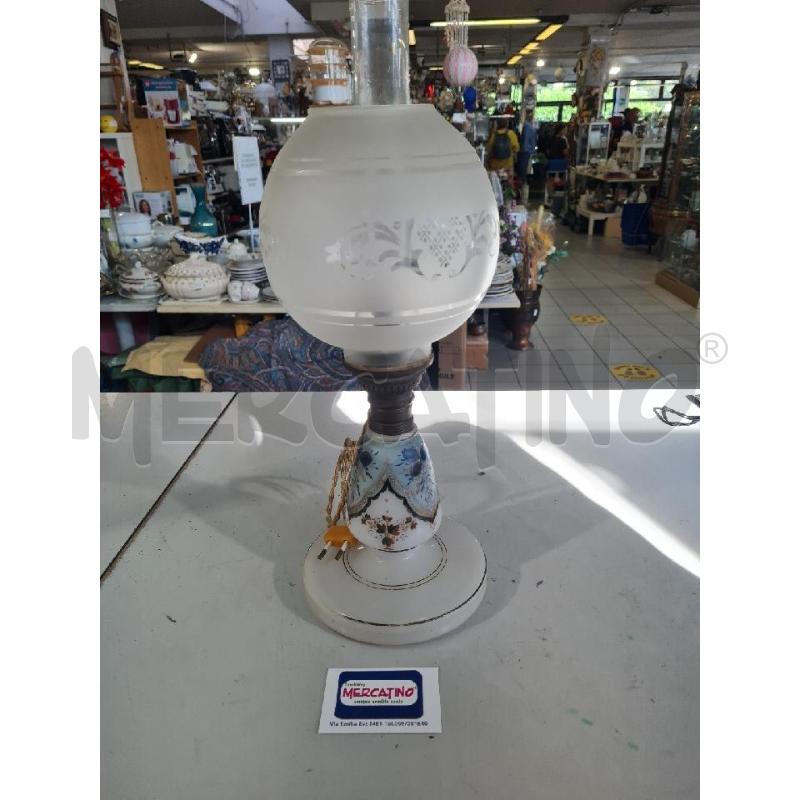 LAMPADA VETRO OPALINO FIORI DIPINTI ELETTRICA 45X18CM | Mercatino dell'Usato Modena 1