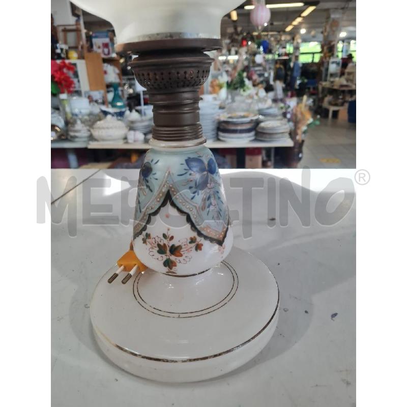 LAMPADA VETRO OPALINO FIORI DIPINTI ELETTRICA 45X18CM | Mercatino dell'Usato Modena 2