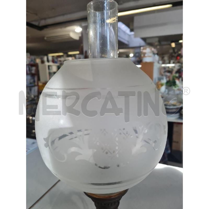 LAMPADA VETRO OPALINO FIORI DIPINTI ELETTRICA 45X18CM | Mercatino dell'Usato Modena 3
