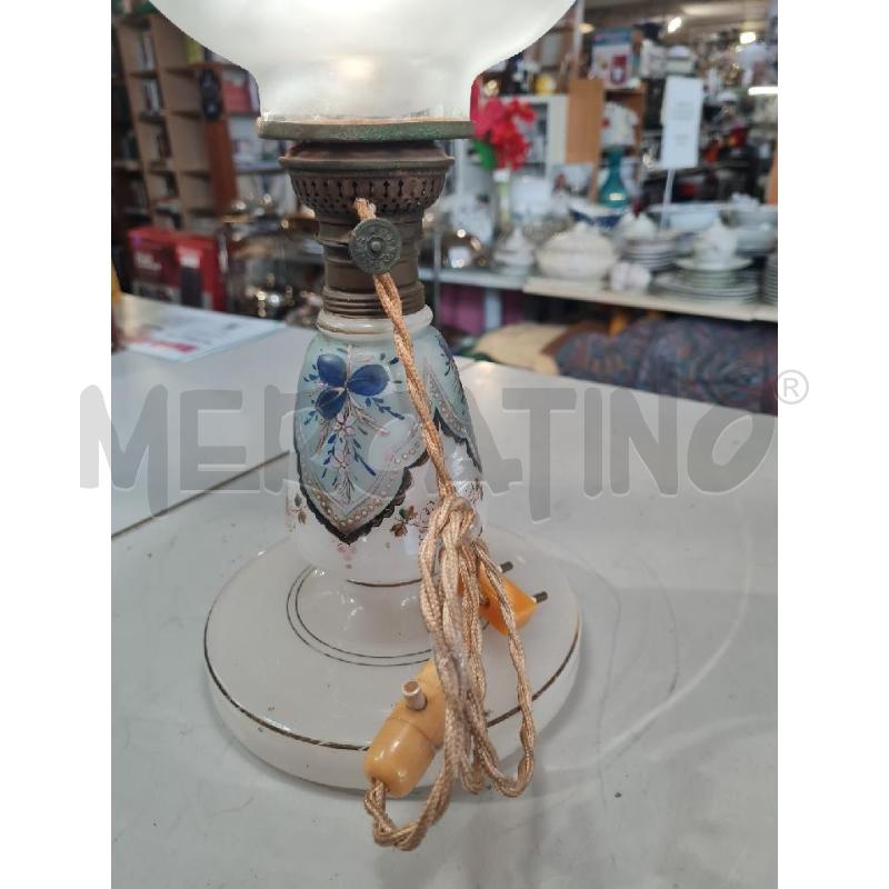 LAMPADA VETRO OPALINO FIORI DIPINTI ELETTRICA 45X18CM | Mercatino dell'Usato Modena 4