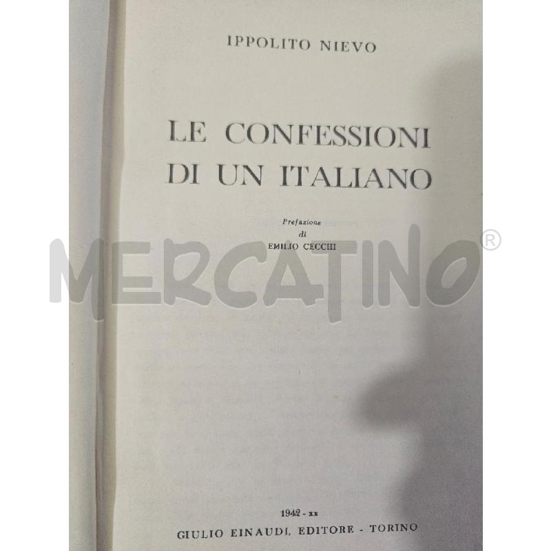 LIBRO CLASSICO CONFESSIONI DI UN ITALIANO I.NIEVO 1942 | Mercatino dell'Usato Modena 3