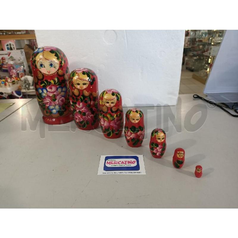 MATRIOSKA PZ.7 LEGNO DIPINTA 20CM ROSSA FIORI | Mercatino dell'Usato Modena 1