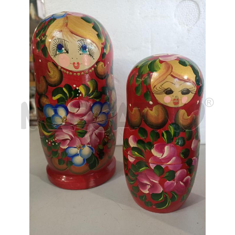 MATRIOSKA PZ.7 LEGNO DIPINTA 20CM ROSSA FIORI | Mercatino dell'Usato Modena 2