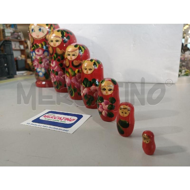 MATRIOSKA PZ.7 LEGNO DIPINTA 20CM ROSSA FIORI | Mercatino dell'Usato Modena 3