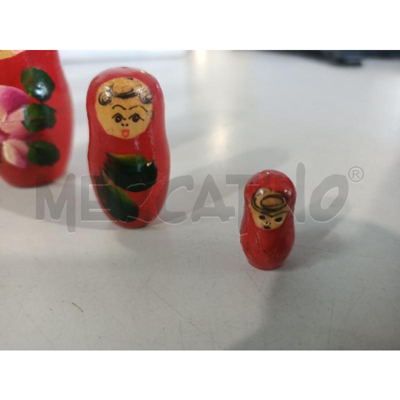 MATRIOSKA PZ.7 LEGNO DIPINTA 20CM ROSSA FIORI | Mercatino dell'Usato Modena 4