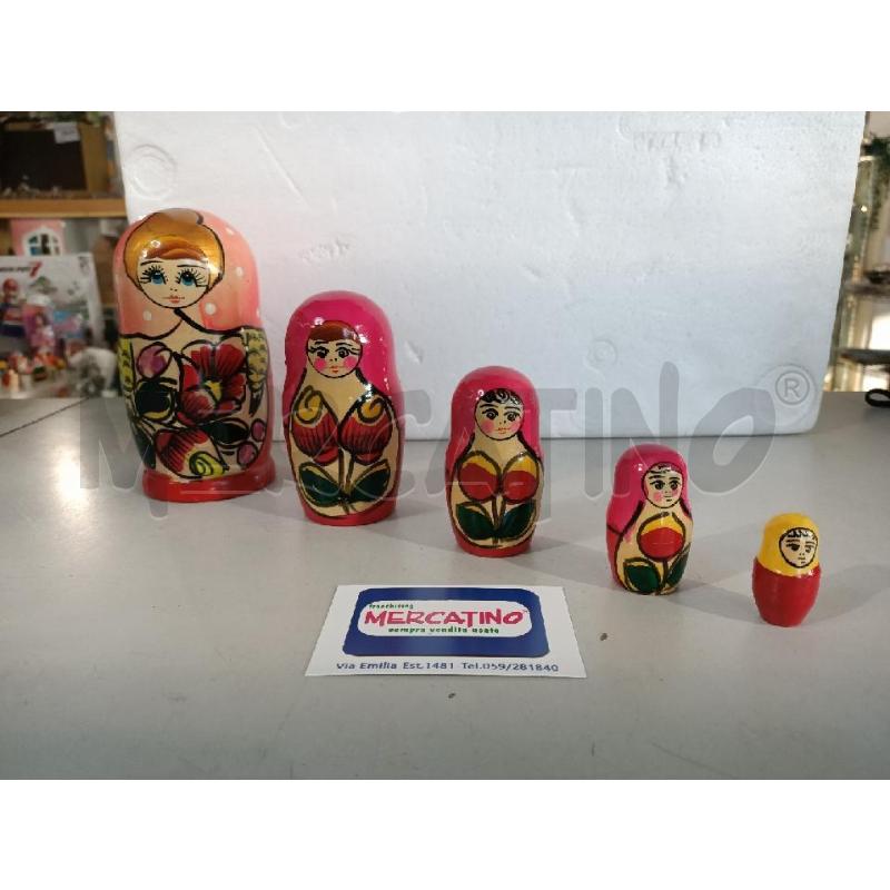 MATRIOSKA PZ. 5 LEGNO DIPINTA 15CM FUCSIA  | Mercatino dell'Usato Modena 1