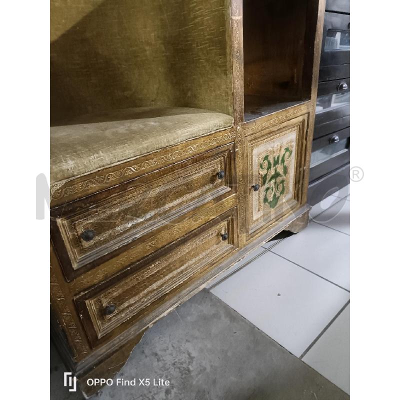 MOBILE CON DECORO MOTIVI FLOREALI VERDE/ORO  CON SEDUTA  | Mercatino dell'Usato Modena 4
