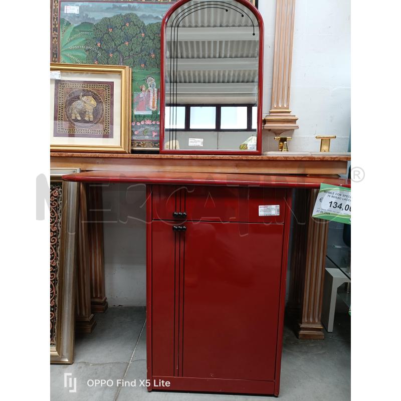 MOBILE CON SPECCHI ANNI 70 ROSSO LACCATO | Mercatino dell'Usato Modena 2