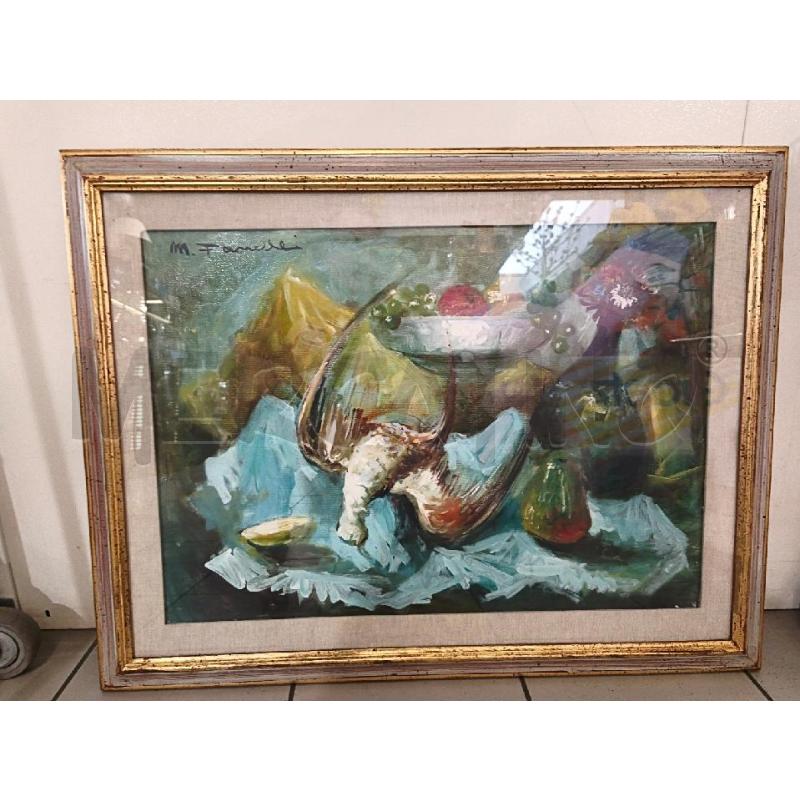 NATURA MORTA OLIO 87X67CM CORNICE LEGNO DORATA | Mercatino dell'Usato Modena 1