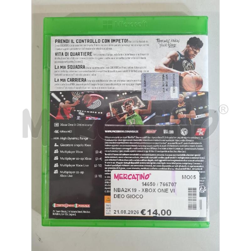 NBA2K19 - XBOX ONE VIDEO GIOCO  | Mercatino dell'Usato Modena 2