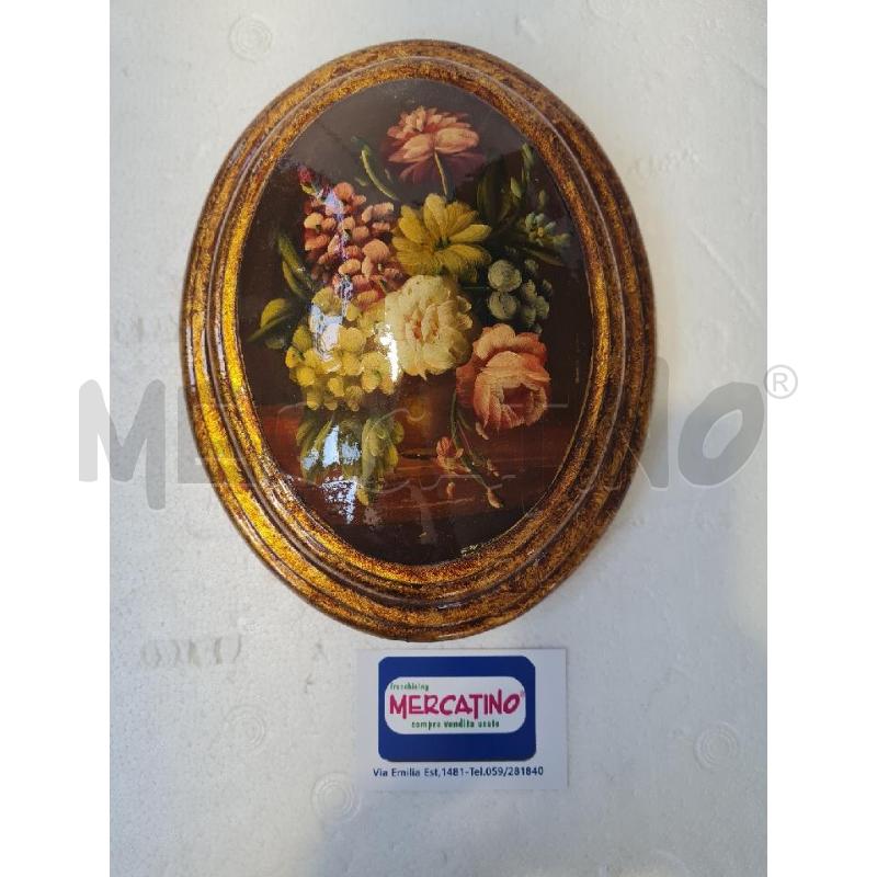 OVALE LEGNO DORATURA STAMPA FIORI | Mercatino dell'Usato Modena 1