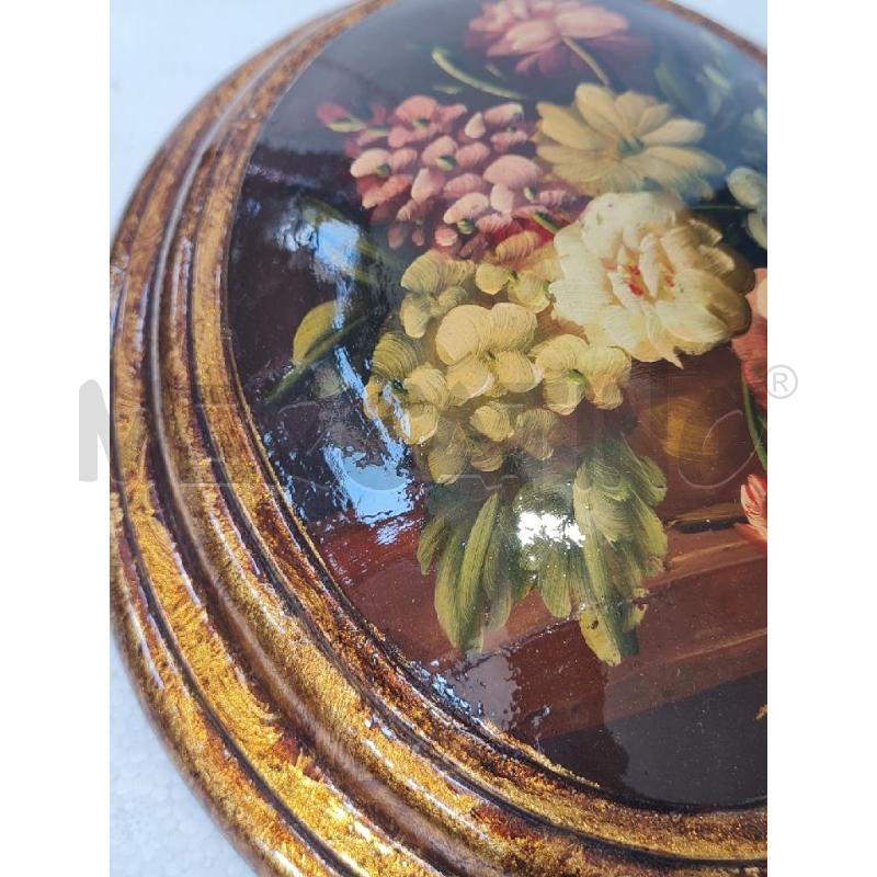 OVALE LEGNO DORATURA STAMPA FIORI | Mercatino dell'Usato Modena 3
