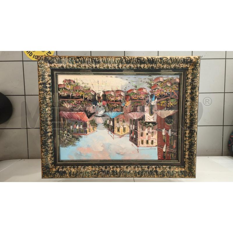 PAESAGGIO MERCATO OLIO 88X68CM CORNICE LEGNO | Mercatino dell'Usato Modena 1