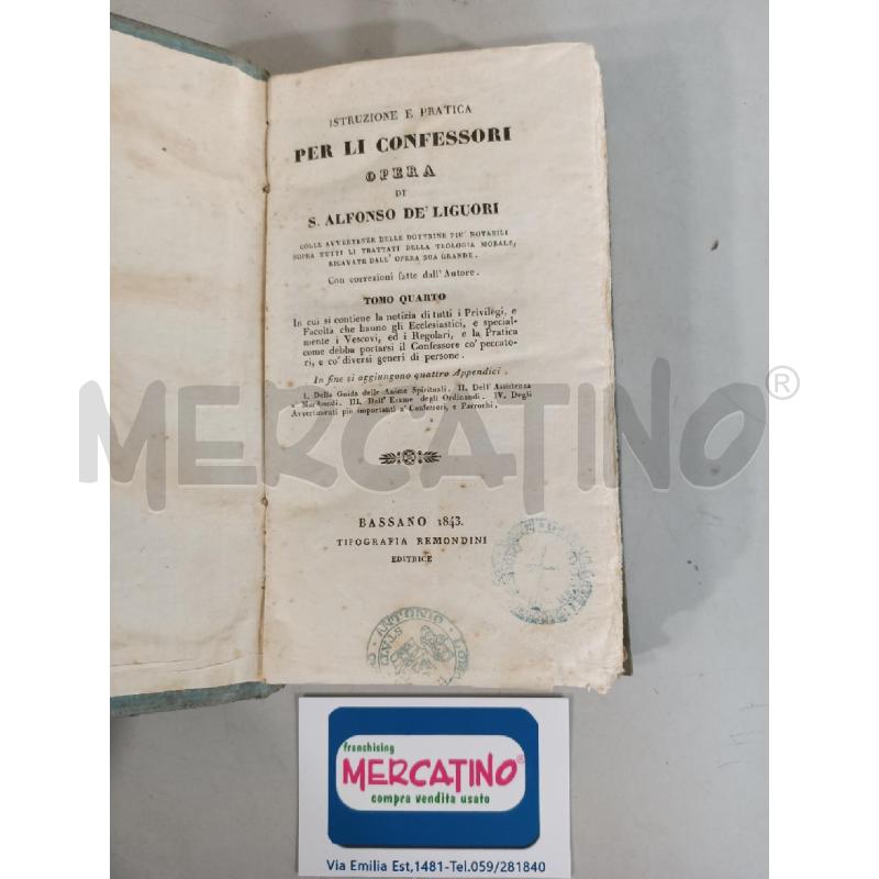 PER LI CONFESSORI ALFONSO DE LIGUORI - LIBRO | Mercatino dell'Usato Modena 1