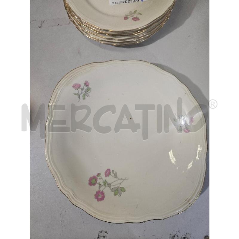 PIATTINI PZ. 6+1 PRCLL FILO ORO GINORI FIORI ROSA | Mercatino dell'Usato Modena 2