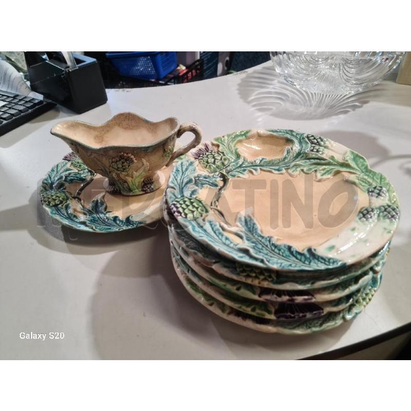 PIATTI PZ. 6+ SALSIERA MAIOLICA FIVES LILLE | Mercatino dell'Usato Modena 1
