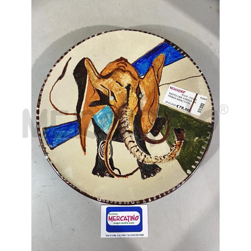 PIATTO CER. FAENZA TOMMASO ZAULI 31CM ELEFANTE | Mercatino dell'Usato Modena 1