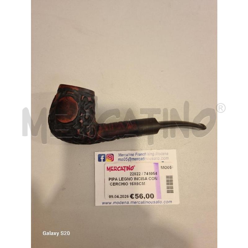 PIPA LEGNO INCISA CON CERCHIO 16X6CM | Mercatino dell'Usato Modena 1