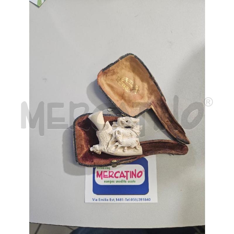 PIPA SCHIUMA DI MARE CON CUSTODIA SENZA BOCCHINO CERVO INTAGLIATO | Mercatino dell'Usato Modena 1