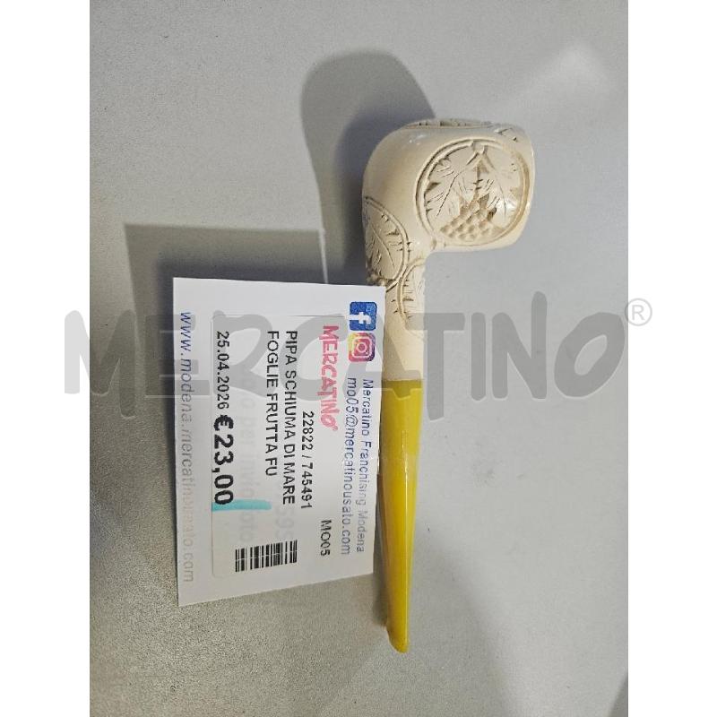 PIPA SCHIUMA DI MARE FOGLIE FRUTTA FUMATA 15X5CM | Mercatino dell'Usato Modena 1