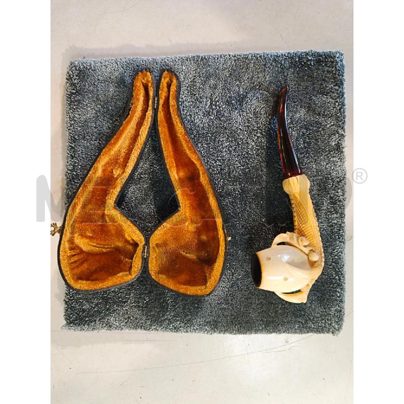PIPA SCHIUMA DI MARE FUMATA ARTIGLIO CON CUSTODIA 18X6CM | Mercatino dell'Usato Modena 2