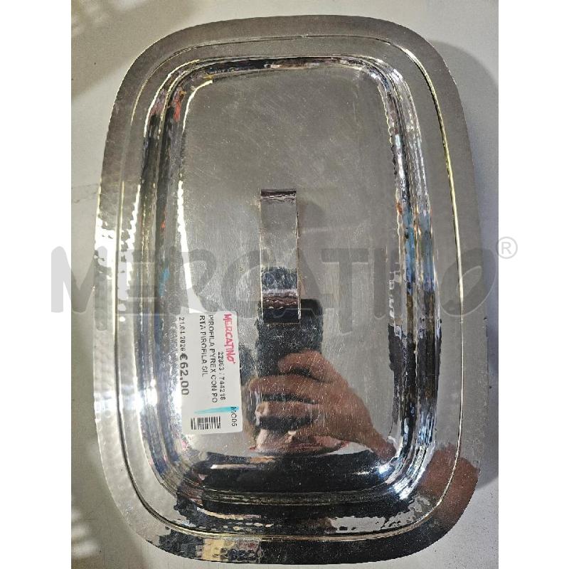 PIROFILA PYREX CON PORTA PIROFILA SILVER PLATED 40X28CM | Mercatino dell'Usato Modena 1