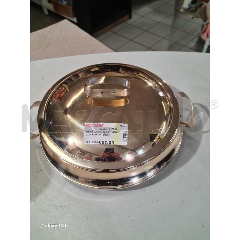 PIROFILA PYREX TONDA CON PORTA PIROFILA +COP. SILVER PLATED | Mercatino dell'Usato Modena 1