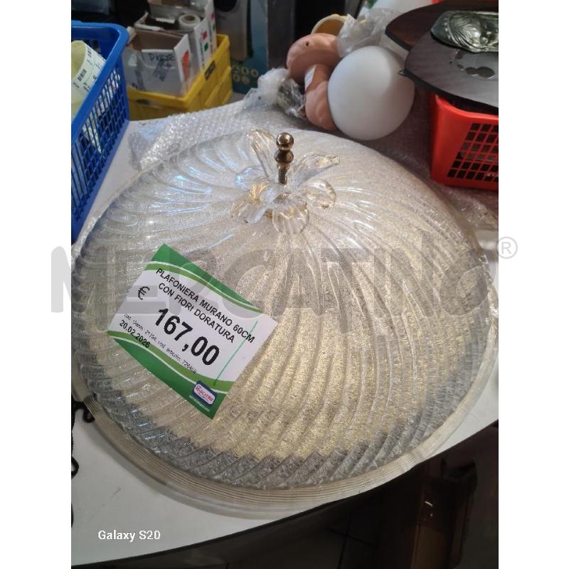 PLAFONIERA MURANO 60CM CON FIORI DORATURA | Mercatino dell'Usato Modena 1