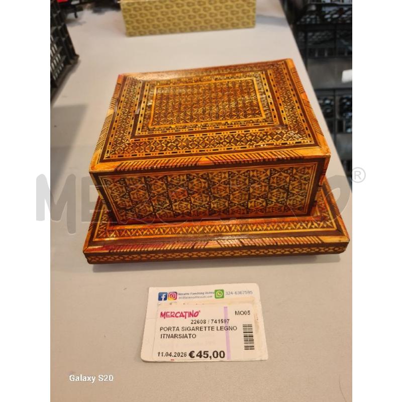 PORTA SIGARETTE LEGNO ITNARSIATO | Mercatino dell'Usato Modena 1