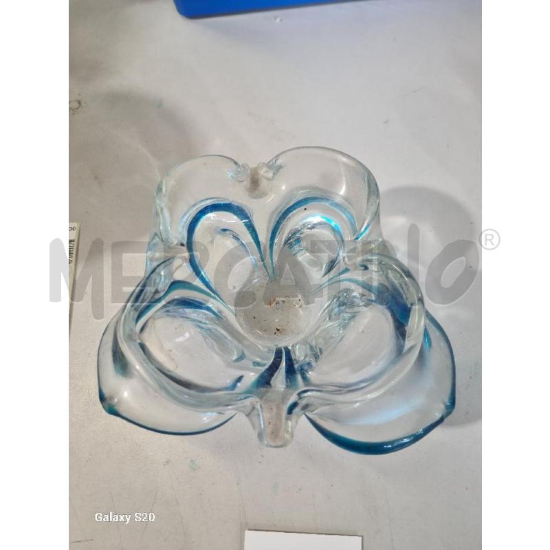 POSA CENERE VETRO MURANO TRASPARENTE FILO AZZURRO | Mercatino dell'Usato Modena 1