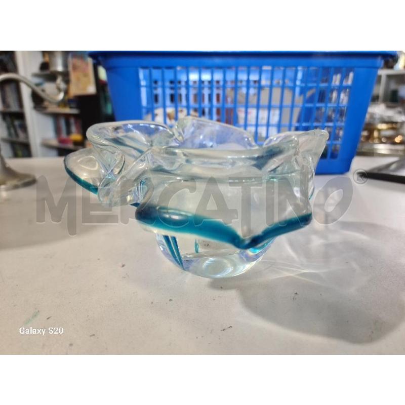POSA CENERE VETRO MURANO TRASPARENTE FILO AZZURRO | Mercatino dell'Usato Modena 3