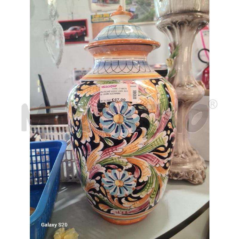 POTICHE VASO CER. 50CM  FIORI AZZURRI | Mercatino dell'Usato Modena 1