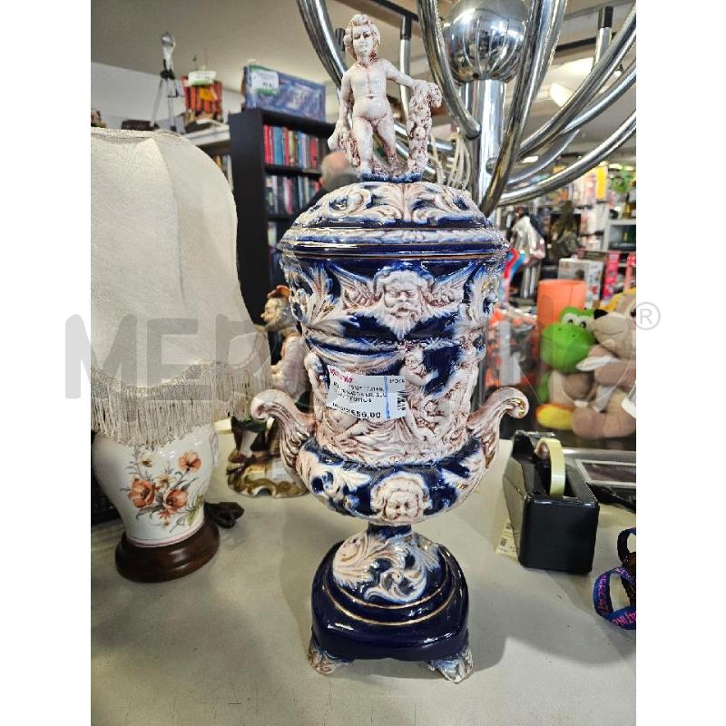 POTICHE VASO CER. BLU COBALTO PUTTO 55CM | Mercatino dell'Usato Modena 1